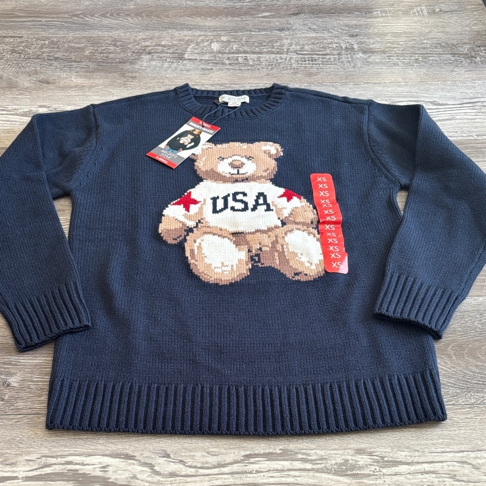Mighty fine Navy Blue Bear Sweater New with Tag Size Xsmall